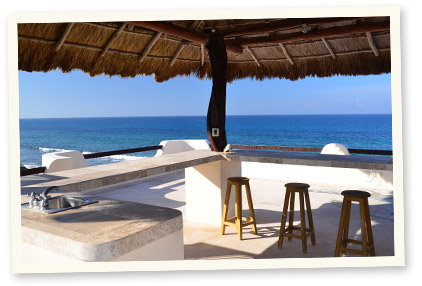 Casa Azul Del Caribe, view of the ocean from the upper terrace.